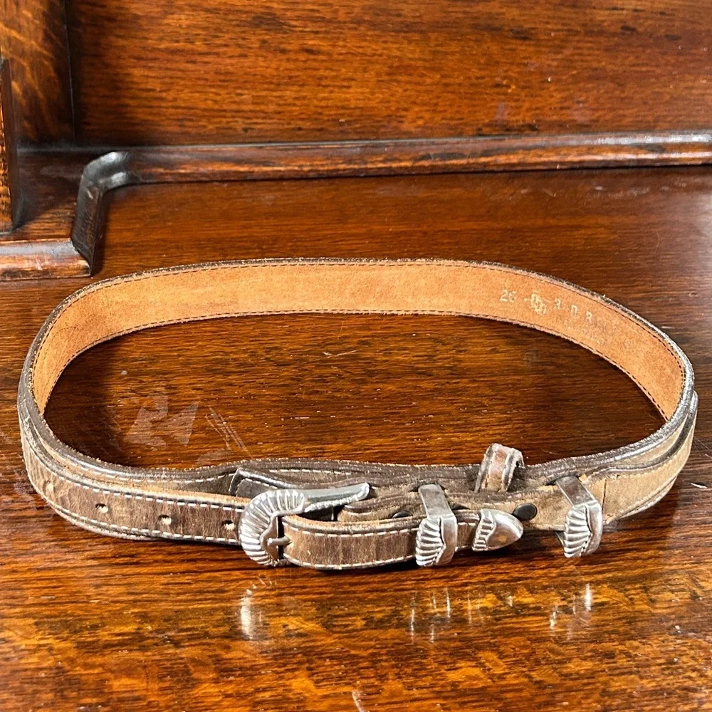 DDD/ 3-D Belt Brown Leather Western Ranger Buckle Set Size 26 - MINT Womens